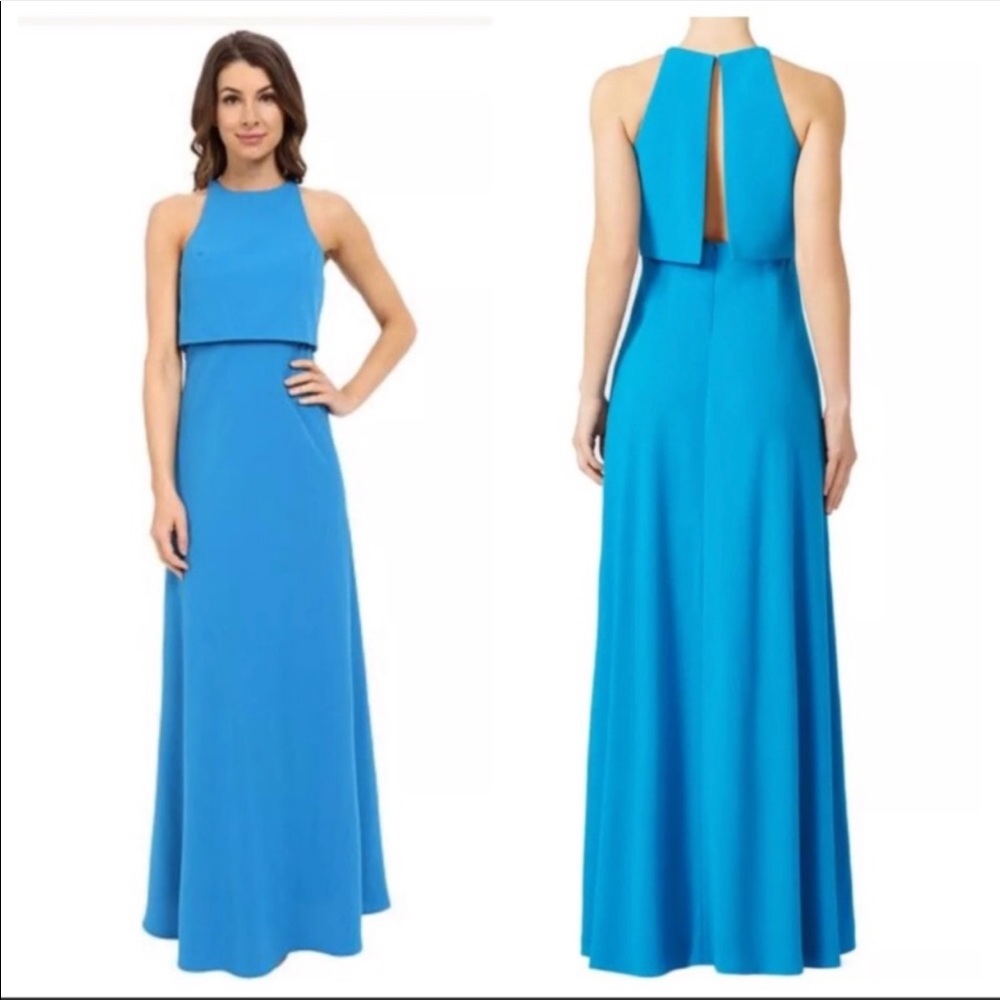 Jill Stuart teal long gown with semi open back